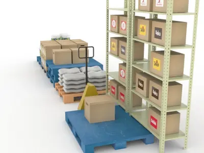Warehouse Storage Pack Low-poly 3D model
