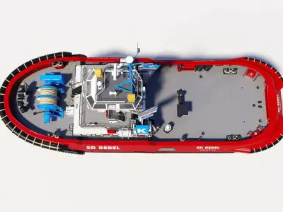 Tugboat  red 3D model
