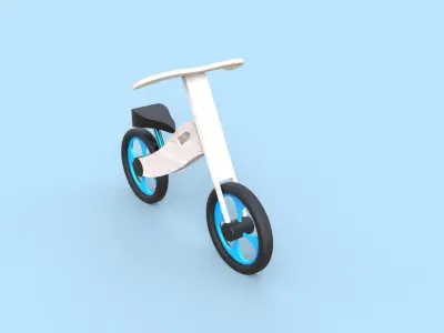 Wooden balance bike for kids - minimalistic bicycle  3D model
