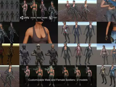 Customizable Male and Female Soldiers 3D Model Pack