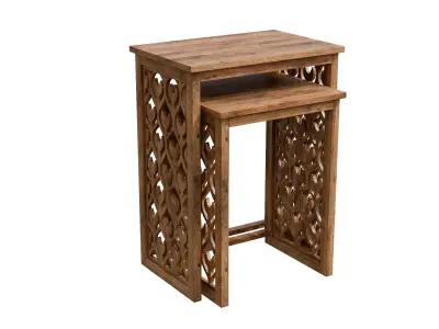 Mango Wooden Nesting Tables Low-poly 3D model