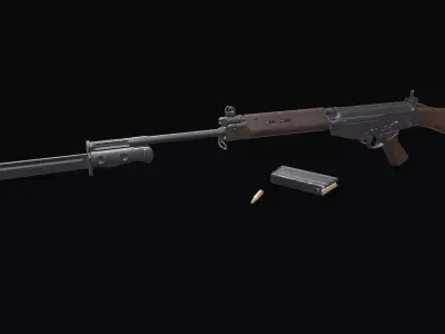 L1A1 SLR Self-Loading Rifle Low-poly PBR Low-poly 3D model