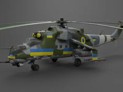MIL MI 24 V Hind Attack helicopter Low-poly 3D model