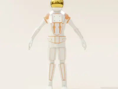 Astronaut cartoon style rigged Funny 3D model