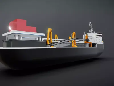 Loading sand and gravel transport ship Low-poly 3D model