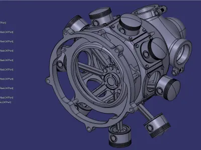9 Cylinder Radial Engine 3D model