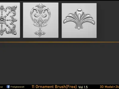 11 Free Ornament Brush  Alpha 3dModel Free low-poly 3D model