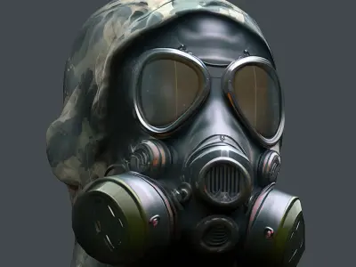 Gas mask helmet 3d model military combat Low-poly Low-poly 3D model 13