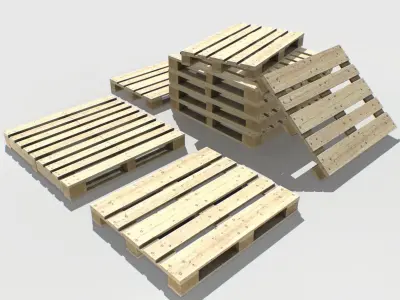 Industrial Wooden Pallet 6 Low-poly 3D model