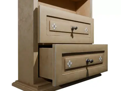 Vintage Tv Stand With Shelves 3D model