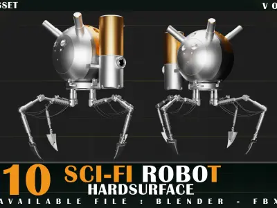 10 SCI-FI ROBOT GAME ASSET 3D model
