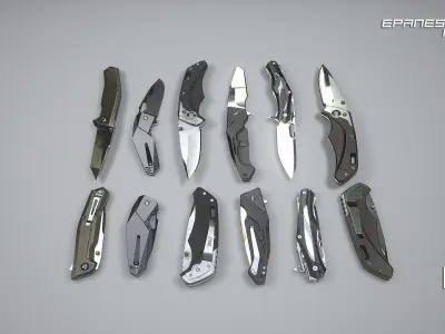 PBR Knife pack 2  Low-poly 3D model