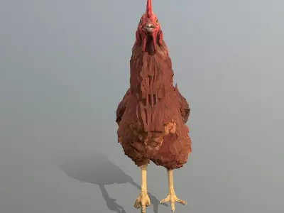 Brown Rooster CHICKEN WALKING 3D model