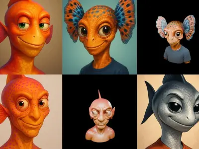 Head Fish bundle 12 pack 100 glb 3D model