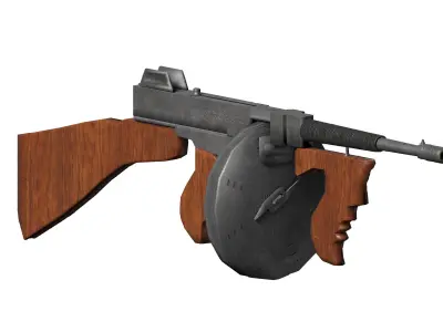 Thompson Sub Machine Gun m1928 Low-poly 3D model