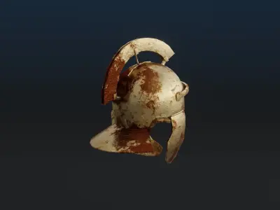Rusted Roman Helmet  Low-poly 3D model