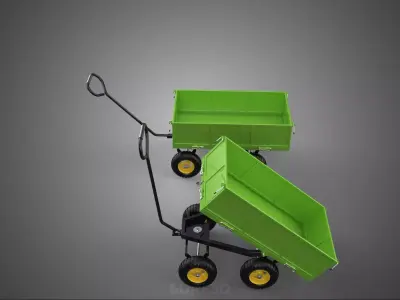 TIPPING LEAF BAG GARDEN TROLLEY CART WHEELBARROW TRAILER WAGON 4 3D model