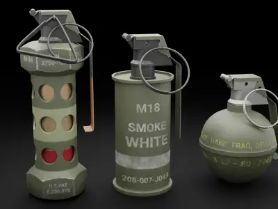 Game Ready Grenades Low-poly 3D model