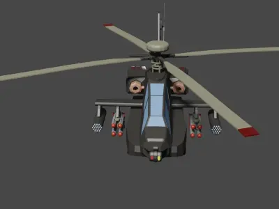 AH 64-D Apache Helicopter Low-poly 3D model