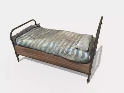 Old Worn Dirty Bed 3D model