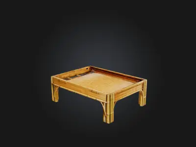 Bamboo tray table Low-poly 3D model