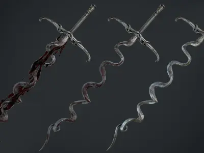 Distorted Bloody Sword Low-poly 3D model