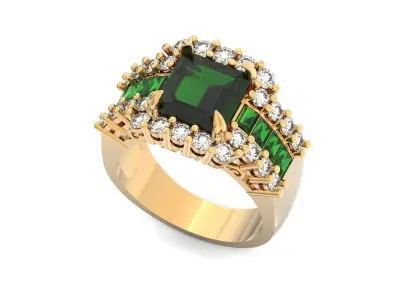 antique Engagement Ring elegant baguette diamonds  1331 3D print model