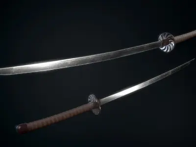 Katana two samurai swords Low-poly 3D model buy