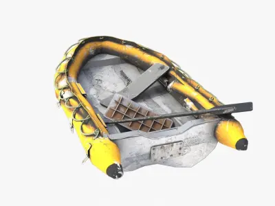 Broken Inflatable Boat Low-poly 3D model