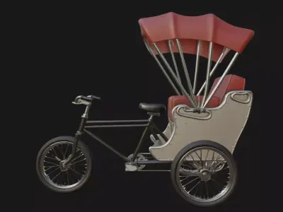 Bicycle Rickshaw  Vintage 3D Pedicab 3D model