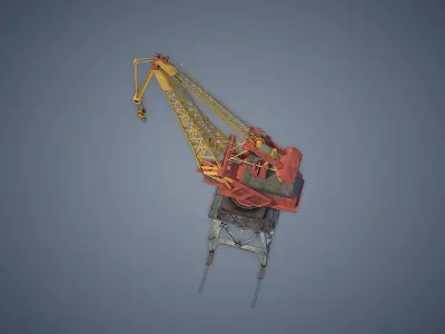Dock crane Low-poly 3D model 2