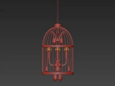 Beautiful bird cage chandelier with crystals hanging from it 3D model