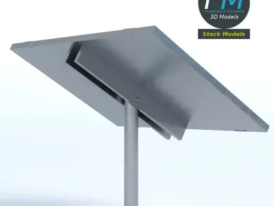 Solar panel on pole stand 3D model