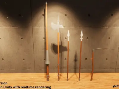 Long Weapons - Lowpoly Textured and Colorbased Low-poly 3D model