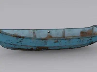 Metal Row Boat Low-poly 3D model