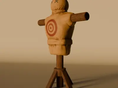 Realistic Wooden Training Dummy  Stylized Scarecrow Target Model Low-poly 3D model