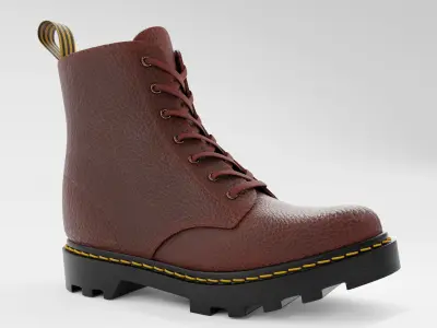 Leather Boot Combat - Military Tactical Brown Red Low-poly 3D model