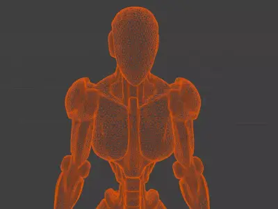 futuristic white and black female slim humanoid robot Low-poly 3D model