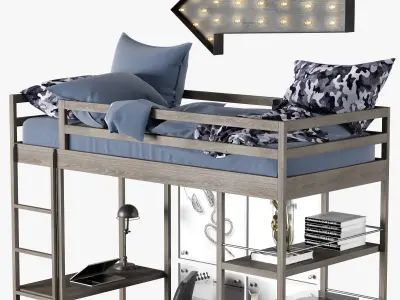 KIERAN STUDY LOFT BED 3D model