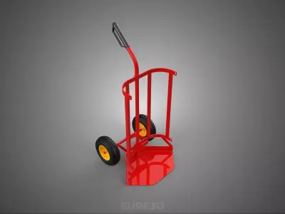 RED SINGLE HANDLE HAND TRUCK TROLLEY DOLLY CART PALLET TRANSPORT 3D model