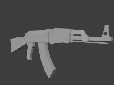 AK-47 Gun Low Poly For Video Games And VFX Free low-poly 3D model