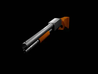 Pump-Style Shotgun  3D Model Low Poly Low-poly 3D model