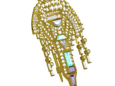 Antique Art Deco Style Diamond Brooch 3D print model