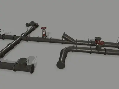 pipe set valve Low-poly 3D model purchase