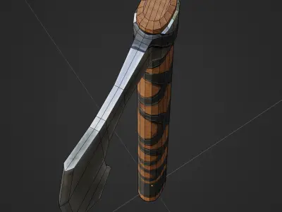 Viking Battle Axe with black stripes Free low-poly 3D model