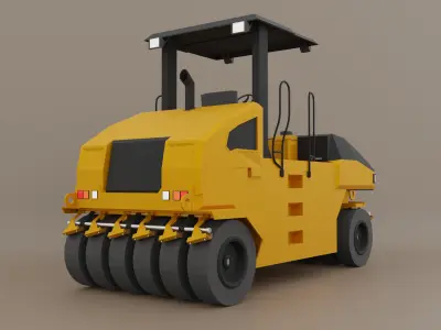 Pneumatic Roller - Heavy Vehicle Low-poly 3D model