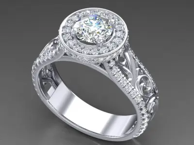 Engagement halo ring 3D model purchase