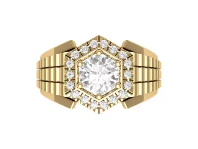Hexagone Solitaire Ring 3D print model