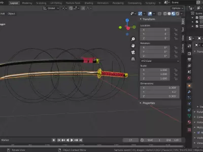 Ornamental Samurai Sword 3D model