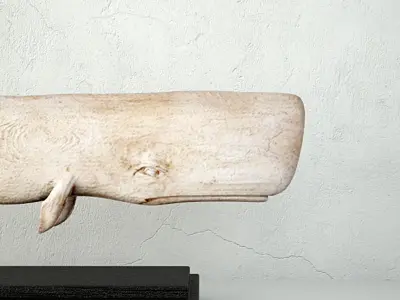 Carved Wood White Sperm Whale Folk Art 3D model